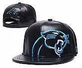 Panthers Team Logo Black Leather Adjustable Hat GS,baseball caps,new era cap wholesale,wholesale hats